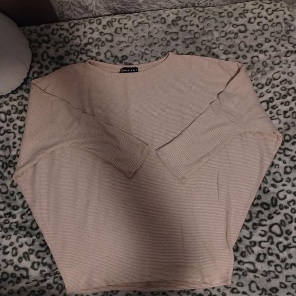 Wantable Brand Brushed Rib Intermingle Dolman Top in Oatmeal Color XL - Picture 5 of 6